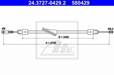 ATE 24.3727-0429.2 Трос руч.тормоза Mercedes C180-C320 W203 2735мм