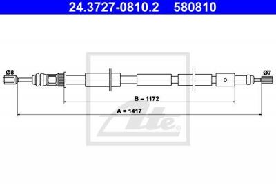 ATE 24.3727-0810.2 трос, стояночная тормозная система на PEUGEOT 205 I (741A/C)