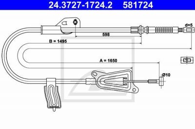 ATE 24.3727-1724.2 трос, стояночная тормозная система на NISSAN ALMERA II Hatchback (N16)