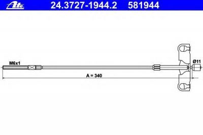 ATE 24.3727-1944.2 Трос стояночного тормоза TOYOTA Auris 07-> (4641002090)