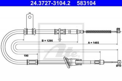 ATE 24.3727-3104.2 трос, стояночная тормозная система на HYUNDAI ACCENT II седан (LC)