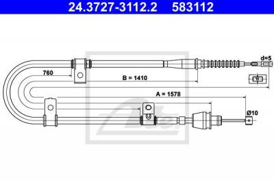 ATE 24.3727-3112.2 трос, стояночная тормозная система на HYUNDAI ELANTRA седан (XD)