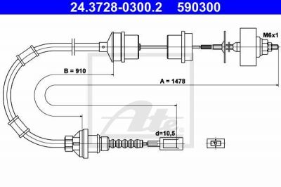 ATE 24.3728-0300.2 трос, управление сцеплением на FIAT DUCATO фургон (244)