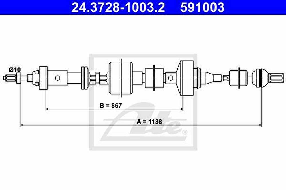 ATE 24.3728-1003.2 трос, управление сцеплением на RENAULT 21 универсал (K48_)