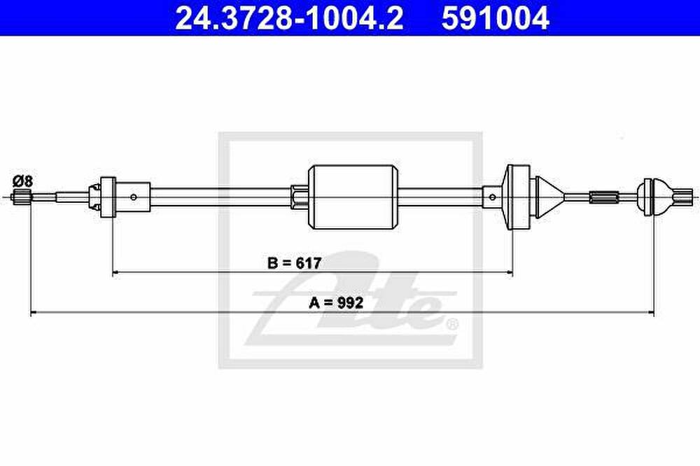 ATE 24.3728-1004.2 трос, управление сцеплением на RENAULT CLIO I (B/C57_, 5/357_)