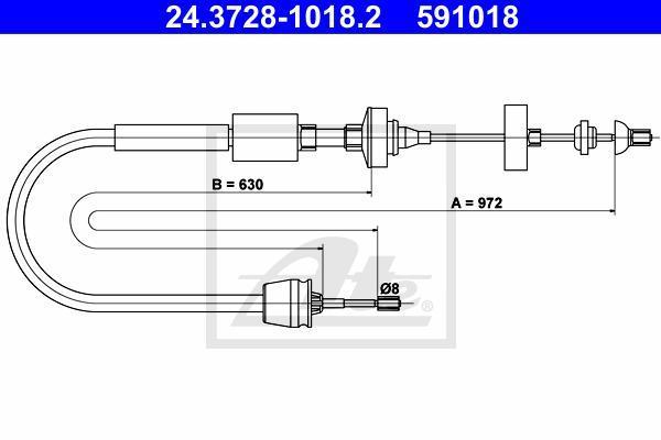 ATE 24.3728-1018.2 трос, управление сцеплением на RENAULT MEGANE I (BA0/1_)