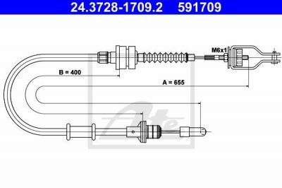 ATE 24.3728-1709.2 трос, управление сцеплением на NISSAN MICRA II (K11)