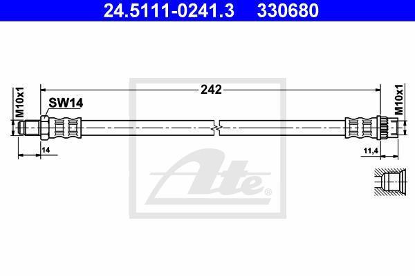 ATE 24.5111-0241.3 тормозной шланг на RENAULT CLIO I (B/C57_, 5/357_)