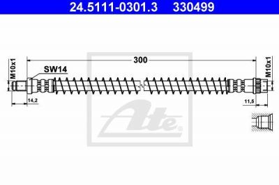 ATE 24.5111-0301.3 тормозной шланг на PEUGEOT 806 (221)