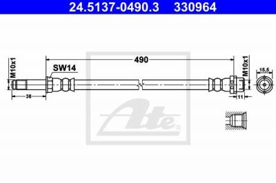 ATE 24.5137-0490.3 тормозной шланг на MERCEDES-BENZ SPRINTER 3,5-t c бортовой платформой/ходовая часть (906)