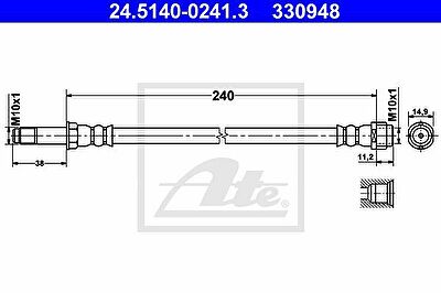 ATE 24.5140-0241.3 Шланг торм.зад.лев.VW T5 240 мм