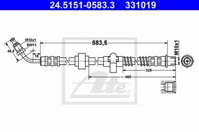 ATE 24.5151-0583.3 тормозной шланг на PEUGEOT 407 SW (6E_)