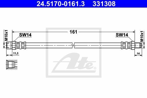 ATE 24.5170-0161.3 Шланг тормозной 24.5170-0161.3