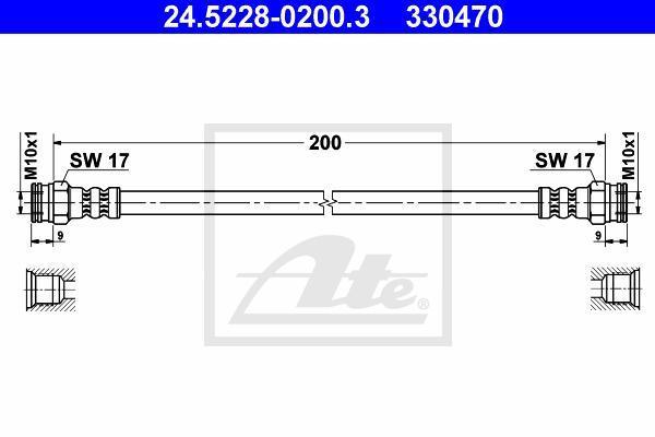 ATE 24.5228-0200.3 тормозной шланг на FIAT UNO (146A/E)