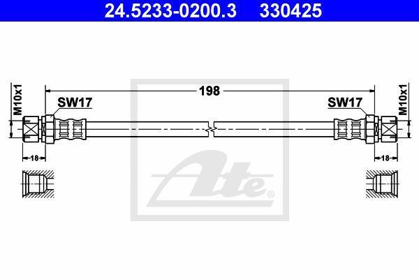 ATE 24.5233-0200.3 тормозной шланг на OPEL VECTRA B (36_)
