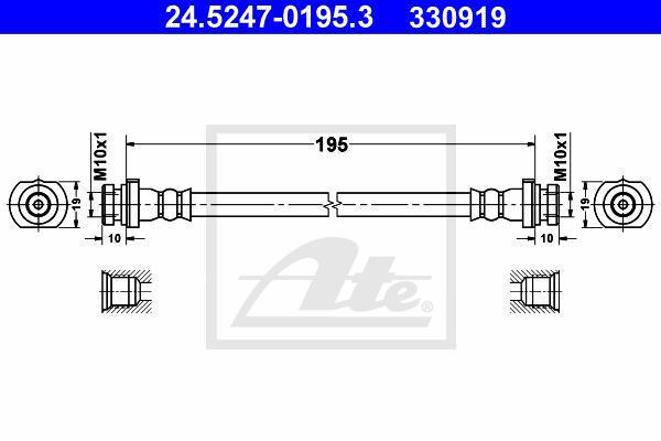 ATE 24.5247-0195.3 тормозной шланг на NISSAN MICRA II (K11)