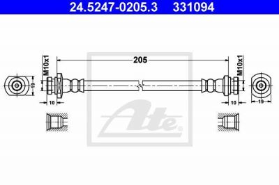 ATE 24.5247-0205.3 тормозной шланг на CHEVROLET AVEO Наклонная задняя часть (T250, T255)