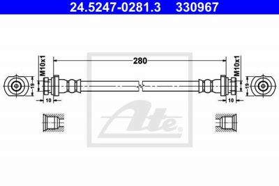 ATE 24.5247-0281.3 тормозной шланг на NISSAN MICRA III (K12)