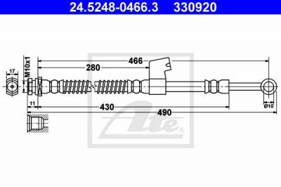 ATE 24.5248-0466.3 тормозной шланг на HYUNDAI GETZ (TB)