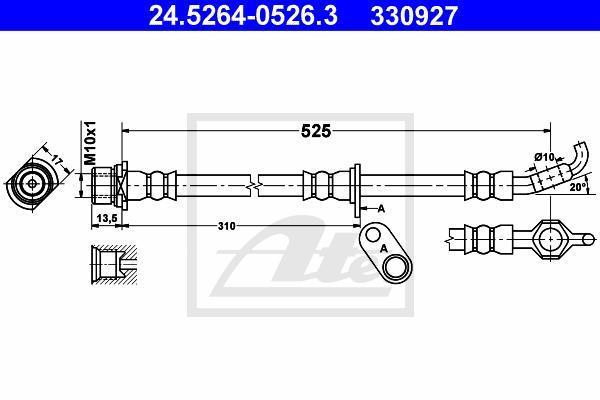 ATE 24.5264-0526.3 тормозной шланг на TOYOTA CARINA E седан (_T19_)