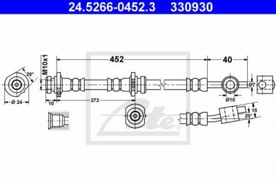 ATE 24.5266-0452.3 тормозной шланг на NISSAN ALMERA II (N16)