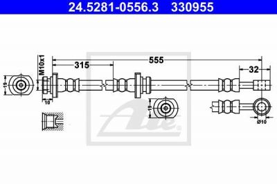 ATE 24.5281-0556.3 тормозной шланг на NISSAN ALMERA I (N15)