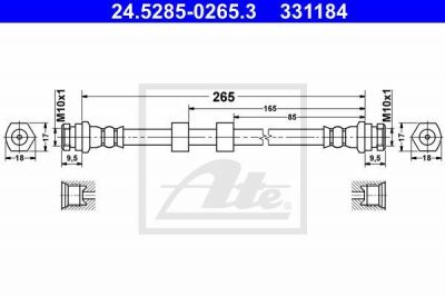 ATE 24.5285-0265.3 тормозной шланг на MAZDA 2 (DE)