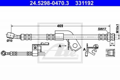 ATE 24.5298-0470.3 тормозной шланг на HYUNDAI GETZ (TB)