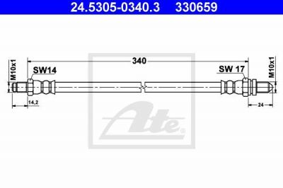 ATE 24.5305-0340.3 тормозной шланг на FORD KA (RB_)