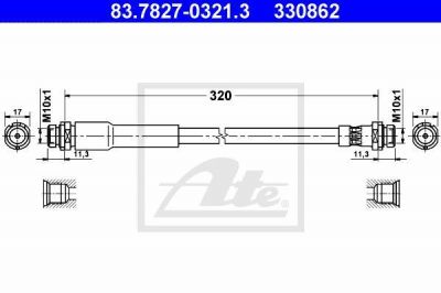 ATE 83-7827-0321-3 Торм.шланг зад.[320mm]