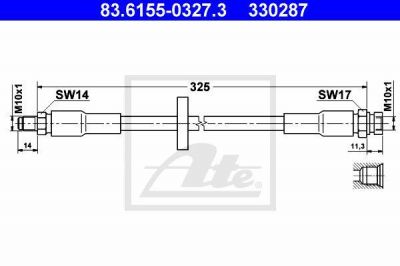ATE 83.6155-0327.3 тормозной шланг на SAAB 9000