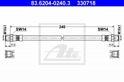 ATE 83.6204-0240.3 тормозной шланг на AUDI 100 (44, 44Q, C3)
