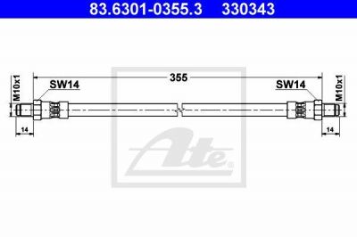 ATE 83.6301-0355.3 тормозной шланг на VW LT 40-55 I фургон (291-512)