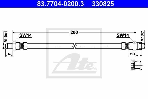 ATE 83.7704-0200.3 тормозной шланг на 3 (E21)