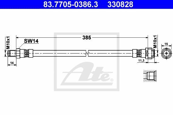 ATE 83.7705-0386.3 тормозной шланг на MERCEDES-BENZ C-CLASS купе (CL203)