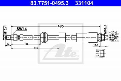 ATE 83.7751-0495.3 тормозной шланг на 5 Touring (E61)