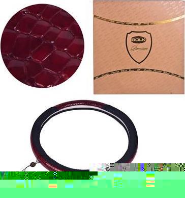 BOLK PREMIUM BK01313BK/RD-L Оплетка на рулевое колесо L 40см натуральная кожа черно-красная коробка