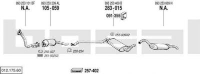 Bosal 012.175.60 система выпуска ог на AUDI 80 (89, 89Q, 8A, B3)