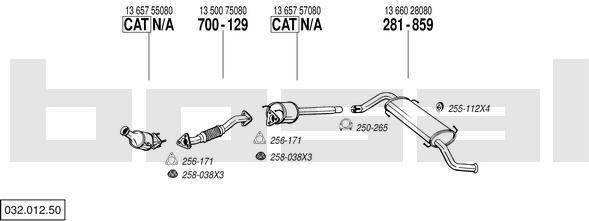Bosal 032.012.50 система выпуска ог на FIAT DUCATO c бортовой платформой/ходовая часть (250, 290)