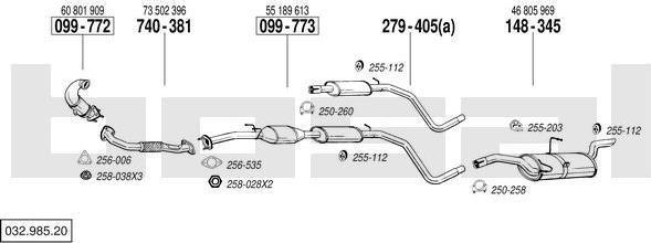 Bosal 032.985.20 система выпуска ог на FIAT STILO (192)