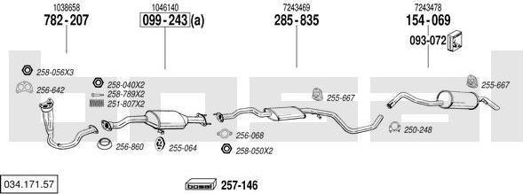 Bosal 034.171.57 система выпуска ог на FORD ESCORT V универсал (GAL, AVL)