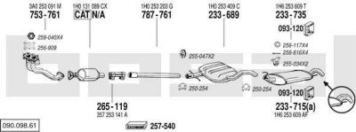 Bosal 090.098.61 система выпуска ог на VW GOLF III (1H1)