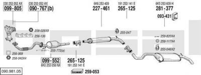Bosal 090.981.05 система выпуска ог на VW POLO CLASSIC (6KV2)