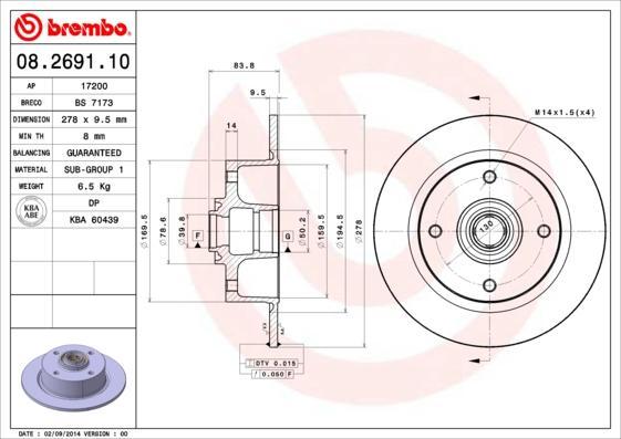 Brembo 08.2691.10 тормозной диск на VW KAEFER кабрио (15)