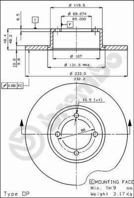 Brembo 08.3518.10 тормозной диск на VOLVO 340-360 (343, 345)