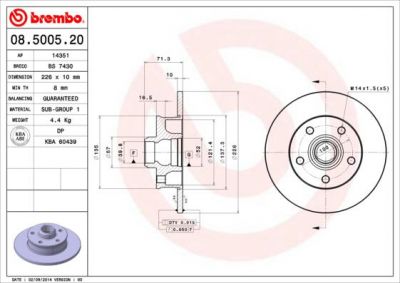 BREMBO (561 620 J) Диск торм зад VW VR6 (561620J, 08.5005.20)