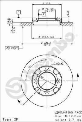 Brembo 08.5356.10 тормозной диск на MAZDA 626 II (GC)