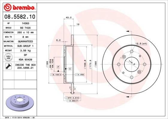 Brembo 08.5582.10 тормозной диск на ROVER 800 (XS)