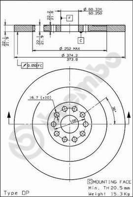 Brembo 08.6750.10 тормозной диск на MERCEDES-BENZ UNIMOG