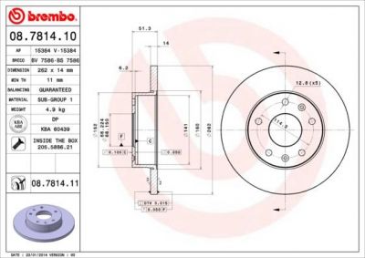 Brembo 08.7814.11 тормозной диск на LAND ROVER FREELANDER Soft Top (LN_)